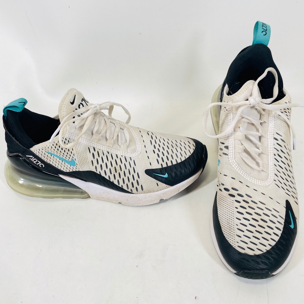 Nike Air Max 270 White Black Teal AH6789-115 Mens 9 Low Top Sneakers